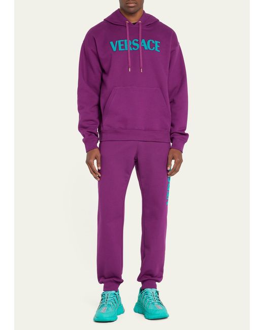 Versace Purple Logo Pullover Hoodie for men