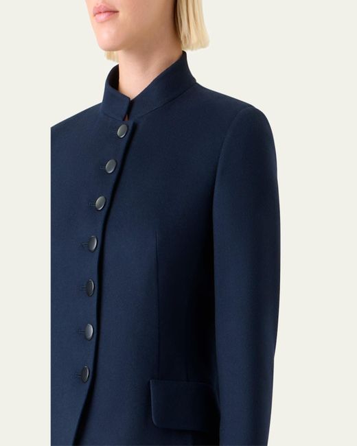 Akris Blue Deva Wool Flannel Double-Face Jacket