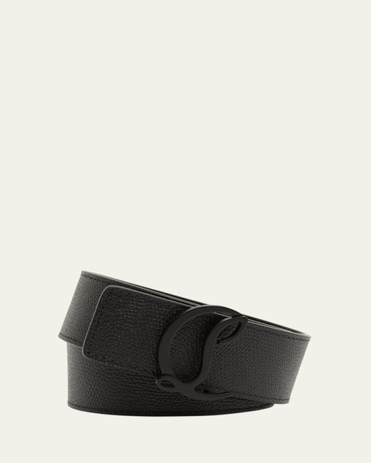 Christian Louboutin Black Mooncrest-Buckle Reversible Leather Belt for men