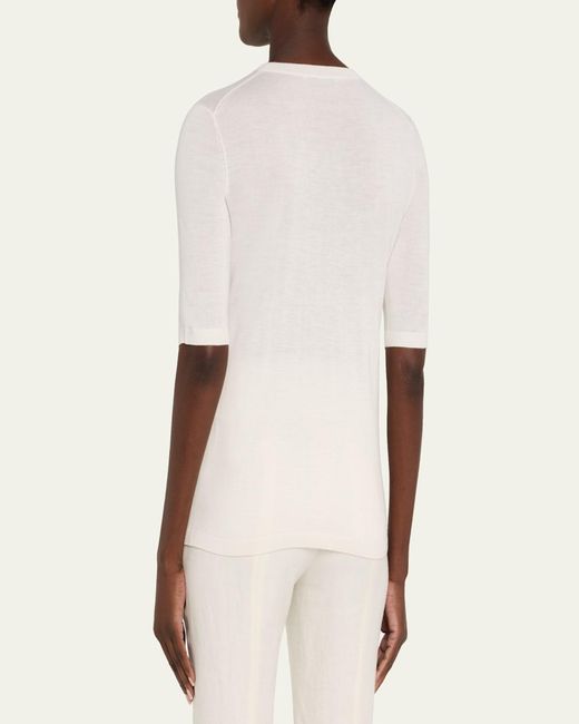Gabriela Hearst Brunner Short-Sleeve Cashmere-Silk T-Shirt in Natural ...