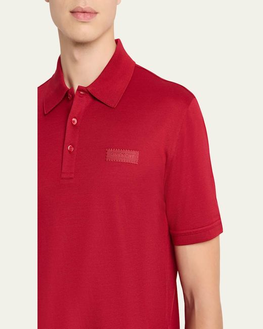 Givenchy Red Grosgrain Label Pique Polo Shirt for men