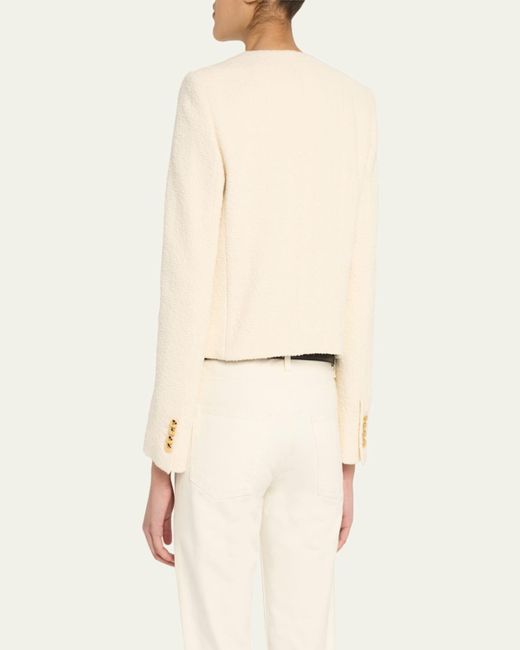 Nili Lotan Natural Patti Open-Front Short Jacket