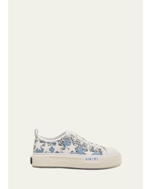 Amiri White Stars Low-top Mohair Canvas Sneakers