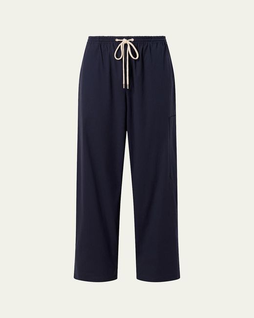 Attersee Blue Cotton Drawstring Pants