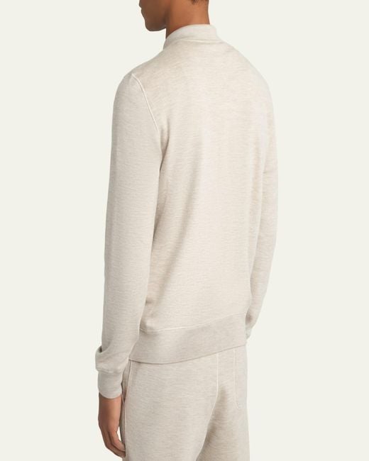 Brioni Blue Heathered Zip-Front Jacket for men