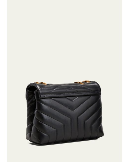 Saint Laurent Black Loulou Small Ysl Shoulder Bag In Quilted Leather