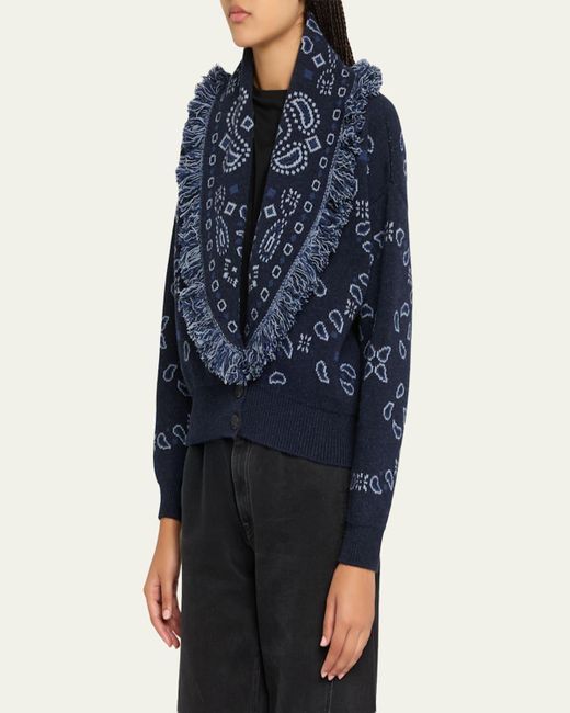 Alanui Blue Bandana Jacquard Cardi-Bomber