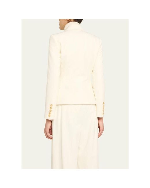 Balmain Natural Classic Double-Breasted Fitted Wool Jacket