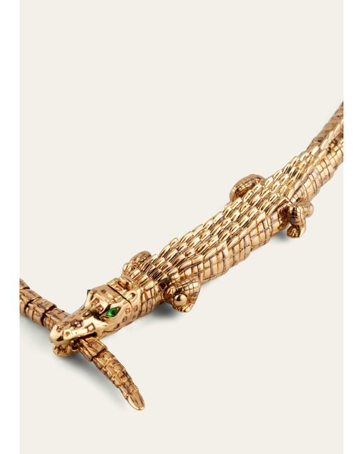 Bibi Van Der Velden Natural 18k Yellow Gold Alligator Wrap Necklace With Tsavorite