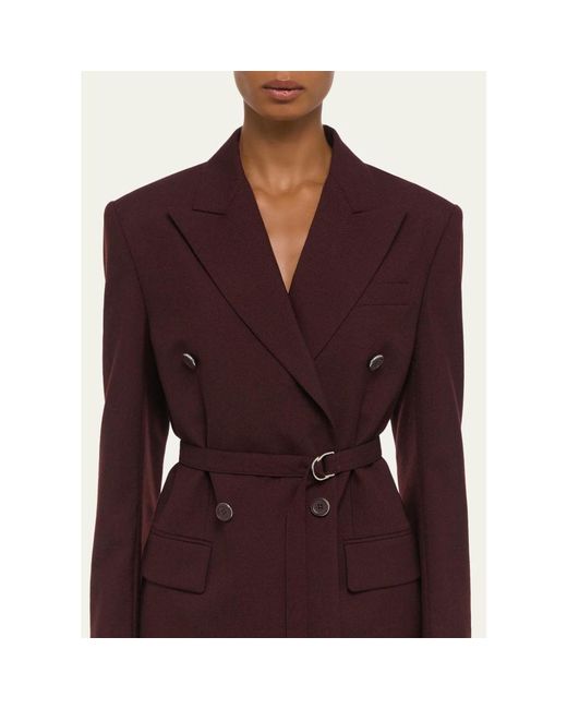 Helmut Lang Red Belted Double-Breasted Blazer