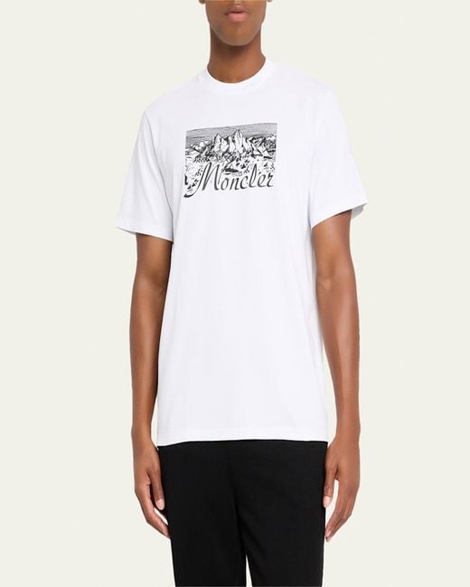 Moncler White Mountain Logo Cotton T-Shirt for men