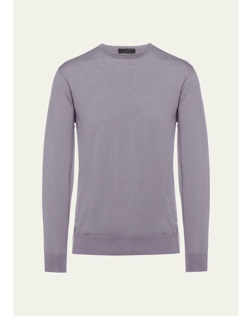 Prada Purple Superfine Wool Crewneck Sweater for men