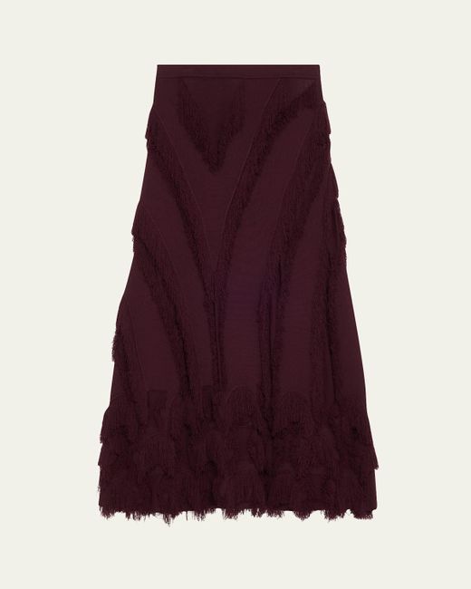 Ulla Johnson Purple Astrid Macrame Fringe Knit Maxi Skirt
