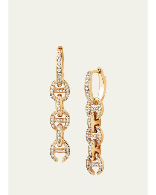 Hoorsenbuhs Natural 18k Yellow Gold 5 Link Pave Drip Earrings With White Diamonds