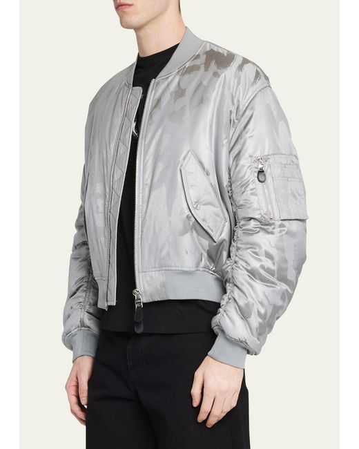 Alexander McQueen Gray Metallic Logo Bomber Jacket for men