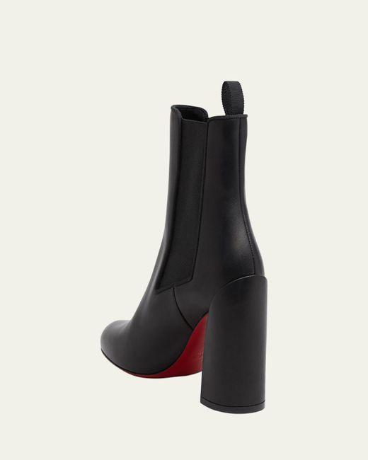 Christian Louboutin Black Turelastic Leather Red Sole Ankle Booties