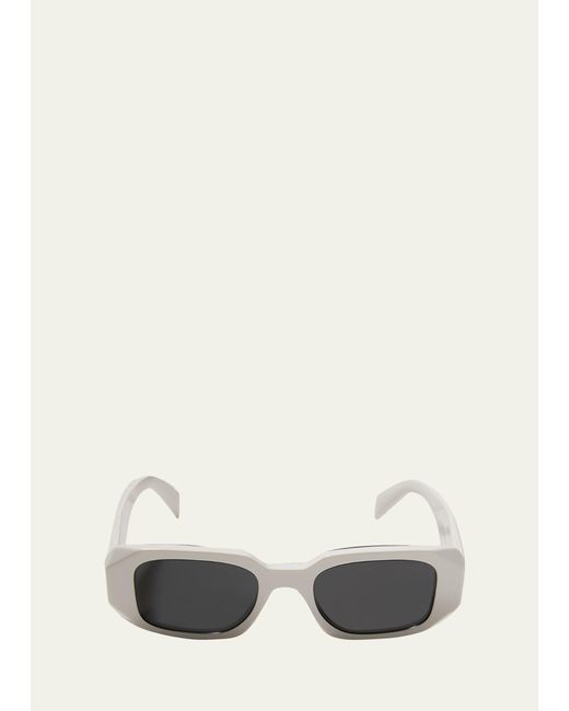 Prada Natural Rectangle Acetate Logo Sunglasses for men