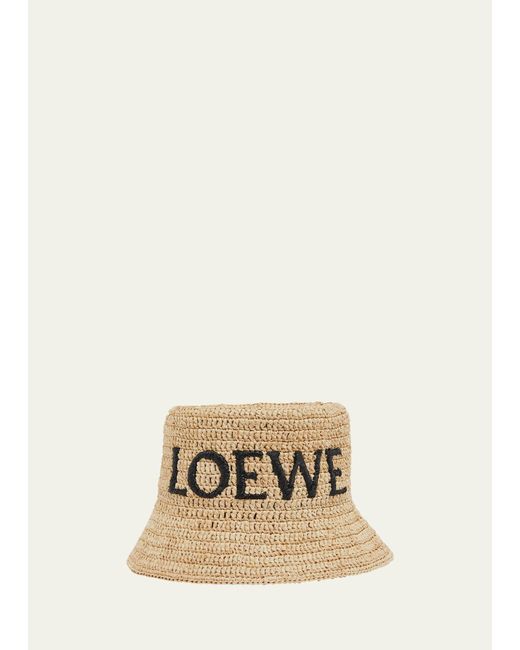 Loewe Natural Logo Woven Raffia Bucket Hat