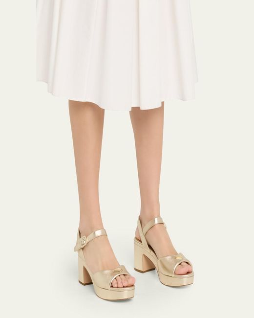 Prada White Soft Nappa Ankle Strap Platform Sandals