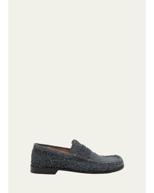 Loewe White Campo Brushed Suede Penny Loafers for men