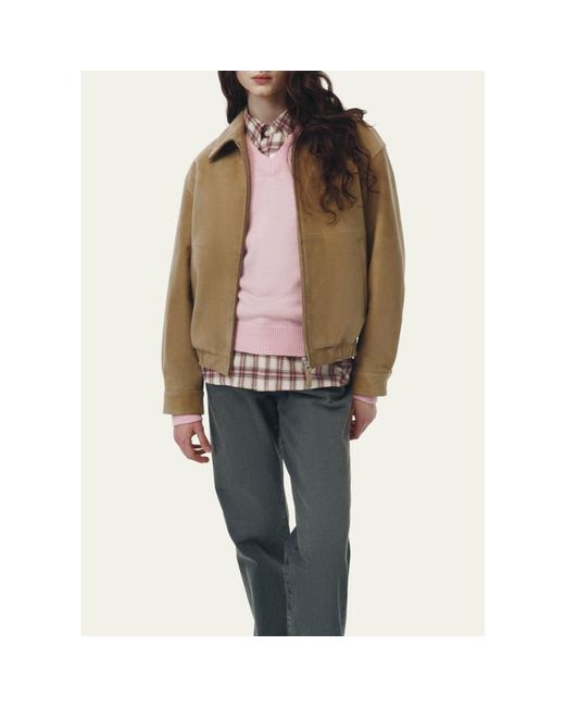 DUNST Natural Suede Bomber Jacket