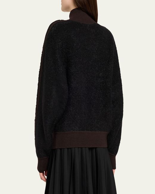 6397 Black Zip-Up Bouclé Track Jacket