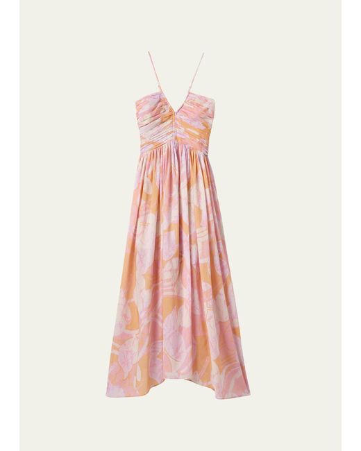 A.L.C. Pink Rumi Floral Sleeveless Midi Dress