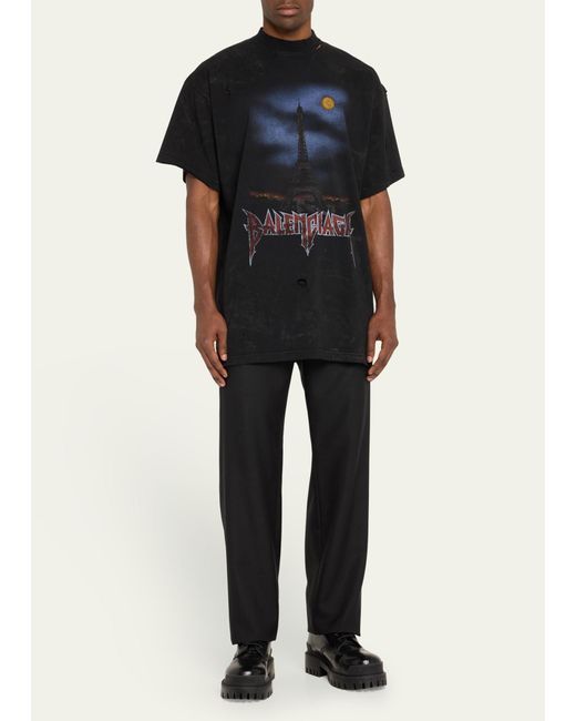 Balenciaga Black Paris Moon Jersey T-shirt for men