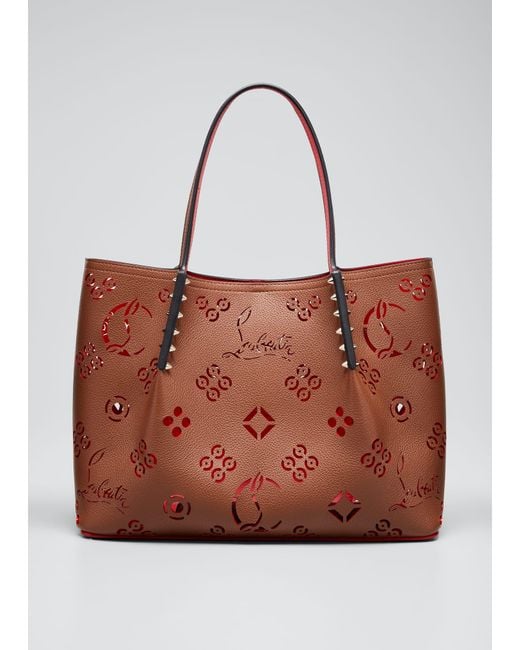 Christian Louboutin Brown Cabarock Small Loubinthesky Perforated Tote Bag