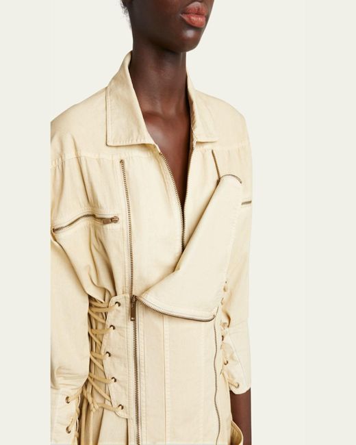 Isabel Marant Natural Izarra Corset-Like Lace Up Mini Dress
