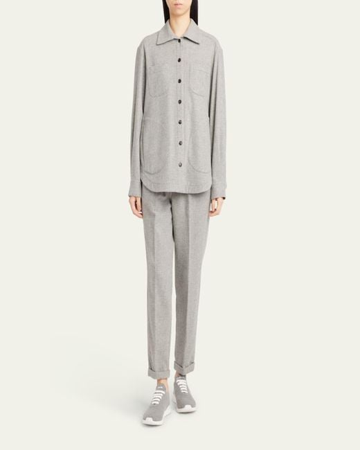 Kiton Gray Prince Of Wales Drawstring Wool Cashmere Pants