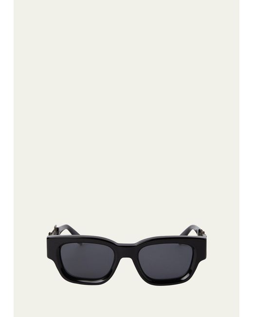 Palm Angels White Posey Black Acetate & Metal Square Sunglasses