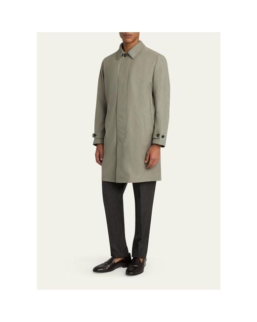 Brioni Gray Silk Cloud Button-Front Car Coat for men
