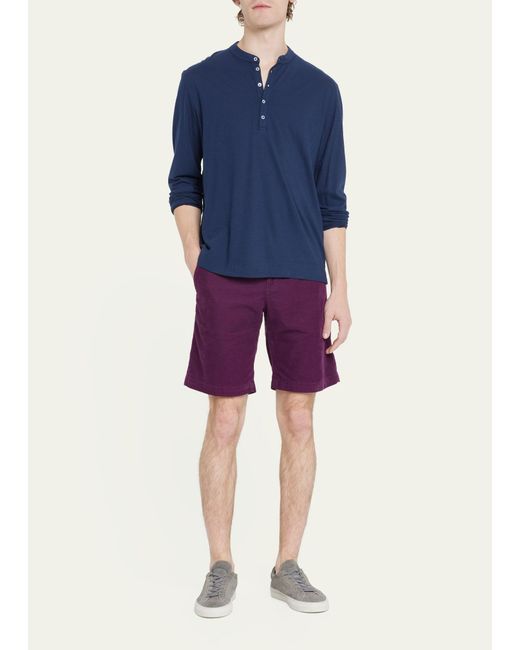 Massimo Alba Purple Flat Front Corduroy Shorts for men