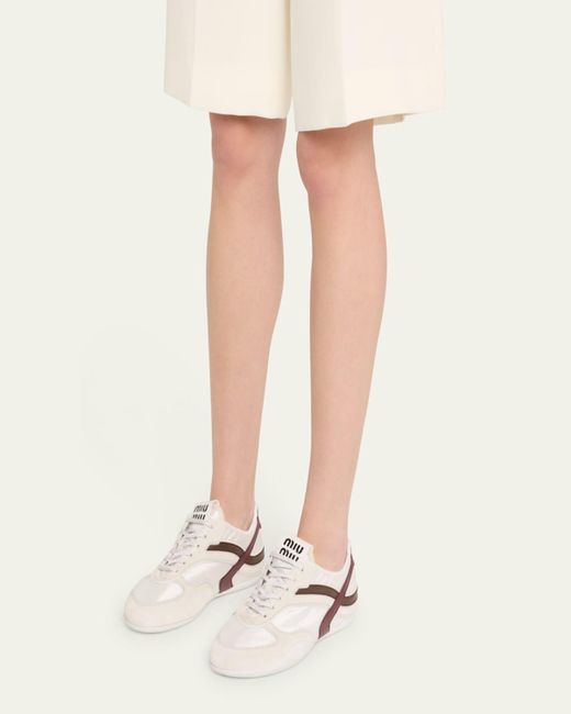 Miu Miu Natural Colorblock Nylon Tech Runner Sneakers