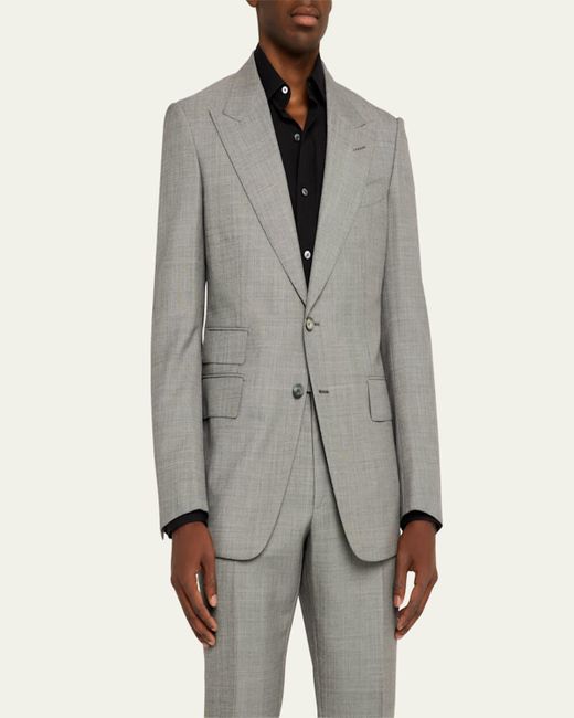 Tom Ford Gray Shelton Sharkskin Slim-Fit Suit for men