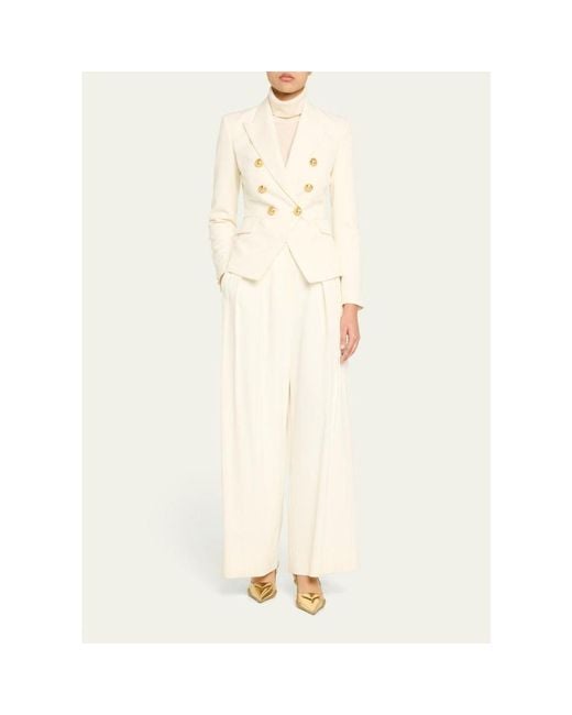Balmain Natural Classic Double-Breasted Fitted Wool Jacket