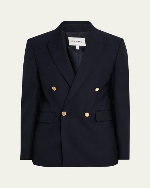 FRAME Blue Double-Breasted Wool Blazer Jacket for men
