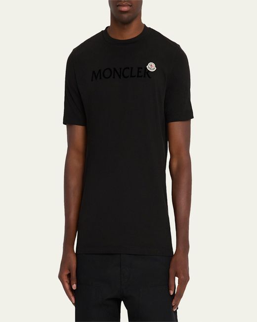 Moncler Black Logo Script Crewneck T-Shirt for men