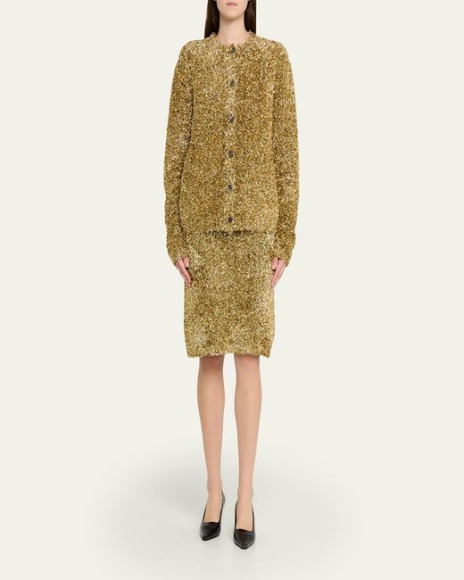 Zankov Natural Moro Metallic Textured Pencil Skirt