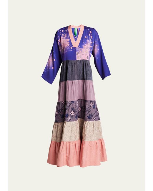 Rianna + Nina Pink One-of-a-kind Vintage Kimono Volant Dress