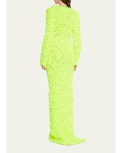 Balenciaga Green Maxi Fluffy Dress