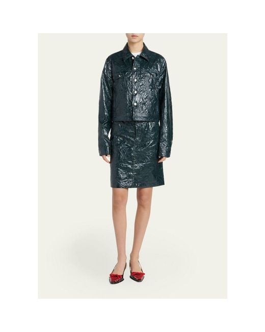 Marni Blue Glossy Crinkled Jacket