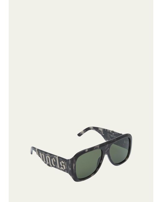 Palm Angels Natural Sonoma Patterned Acetate & Metal Aviator Sunglasses
