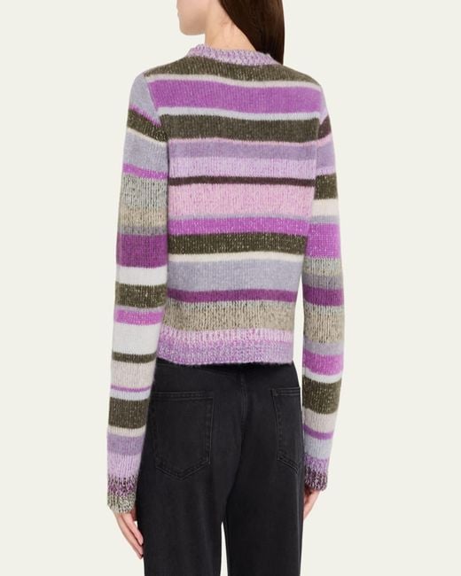 The Elder Statesman Pink Stripe Cashmere Sweater