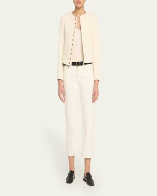 Nili Lotan Natural Patti Open-Front Short Jacket