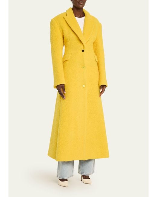 Christopher John Rogers Yellow Cinched Lace Back Wool Coat
