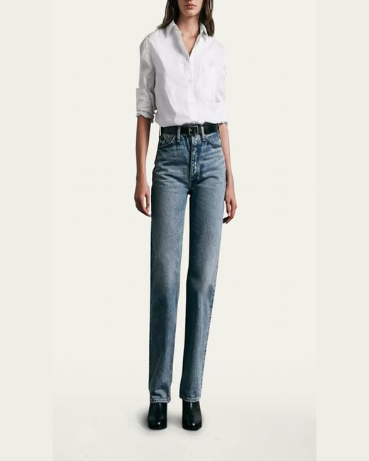 Rag & Bone White Maxine Classic Button-Front Shirt