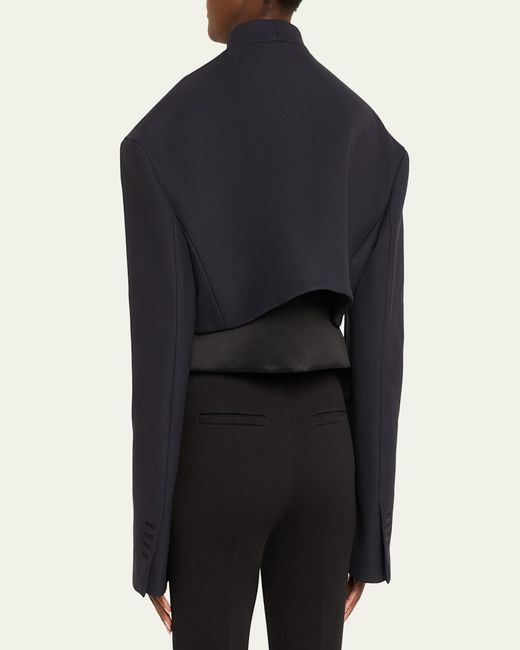 A.W.A.K.E. MODE Blue Oversized Cropped Jacket
