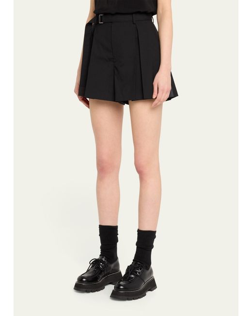 Sacai Black Belted Pleated Suiting Shorts